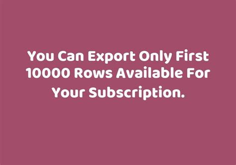 You can export only first 50000 rows available for your subscription.